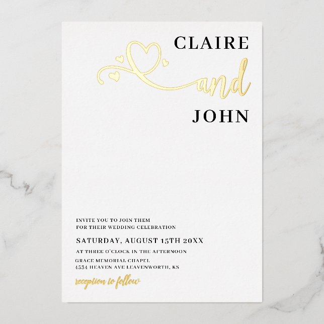 Heart Script Wedding Invitation (Front)
