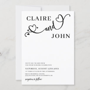 Heart Script Wedding Invitation