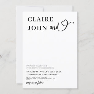 Heart Script Wedding Invitation