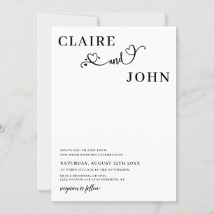 Heart Script Wedding Invitation