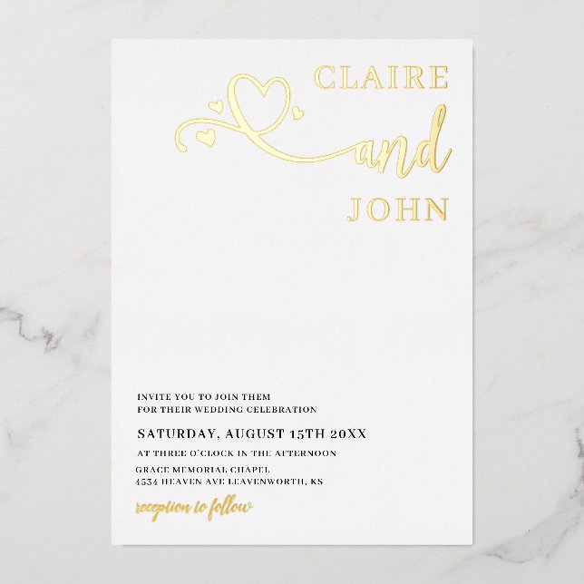Heart Script Wedding Invitation (Front)