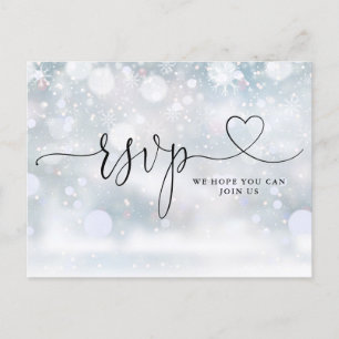 Heart Script Winter Snowflakes Song Request Invitation Postcard