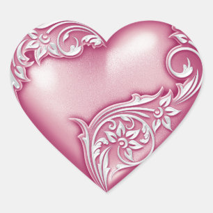 Heart Scroll Cashmere Rose/White Sticker