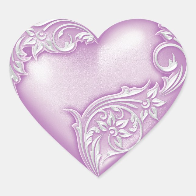 Heart Scroll Light Violet w White Sticker (Front)