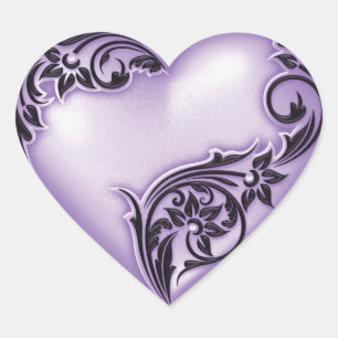 Heart Scroll Lilac w Black Sticker