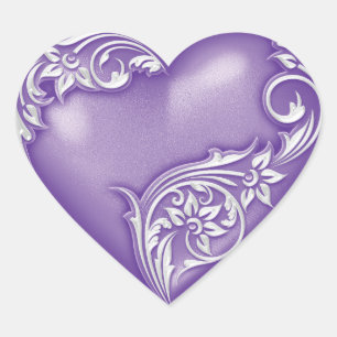 Heart Scroll Wisteria w White Sticker