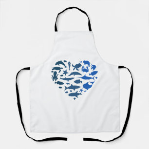 Heart sea animals apron