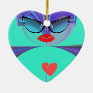 Heart Selfie Ceramic Ornament