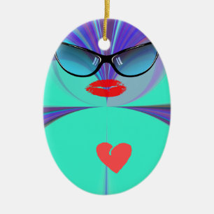 Heart Selfie Ceramic Ornament