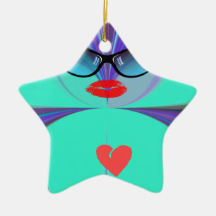 Heart Selfie Ceramic Ornament