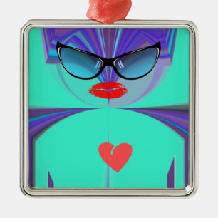 Heart Selfie Metal Ornament