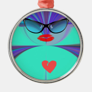 Heart Selfie Metal Ornament