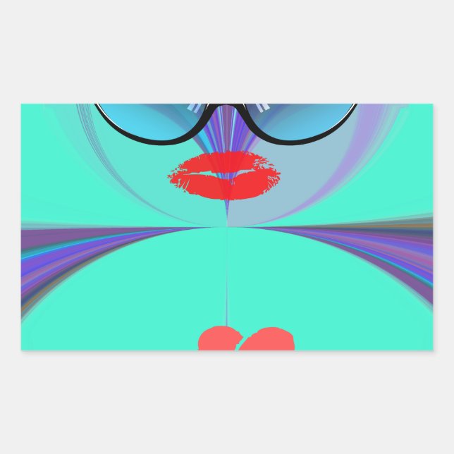 Heart Selfie Whimsical Portrait Teal Background St Sticker (Front)