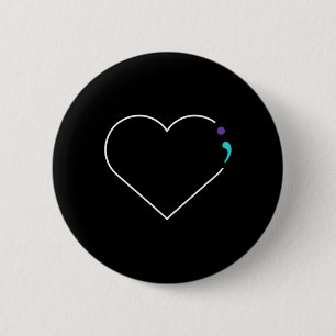 Heart Semicolon Mental Health Awareness 2 Inch Round Button