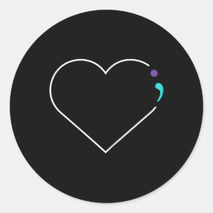 Heart Semicolon Mental Health Awareness  Classic Round Sticker