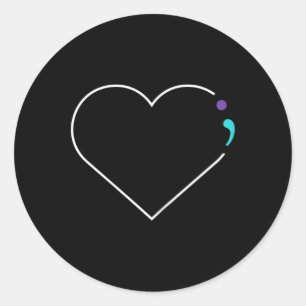Heart Semicolon Mental Health Awareness Classic Round Sticker