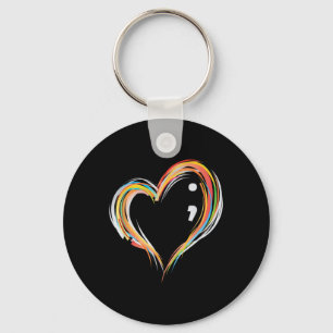 Heart Semicolon Mental Health Awareness Keychain