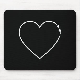 Heart semicolon mental health awareness mouse pad
