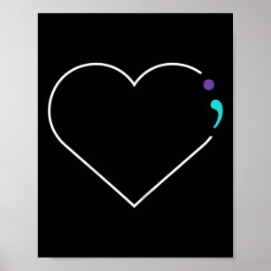 Heart Semicolon Mental Health Awareness  Poster