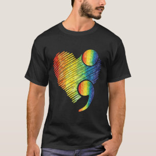 Heart Semicolon Mental Health Suicide Awareness Pr T-Shirt