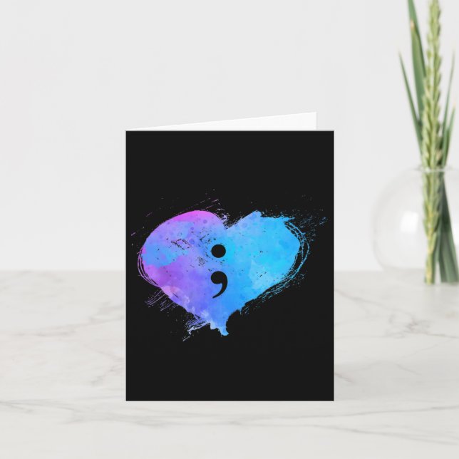 Heart Semicolon Mental Health Suicide Prevention A Card (Front)
