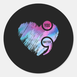 Heart Semicolon Project Suicide Prevention Awarene Classic Round Sticker