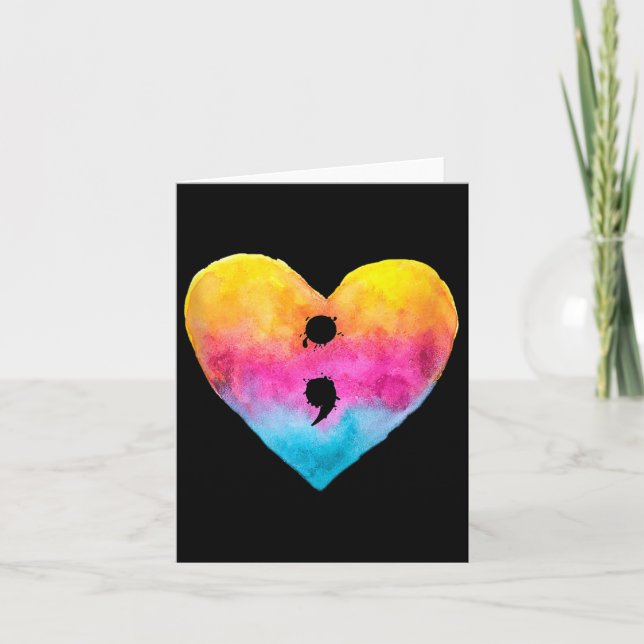 Heart Semicolon Project Suicide Prevention Mental  Card (Front)