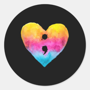 Heart Semicolon Project Suicide Prevention Mental  Classic Round Sticker