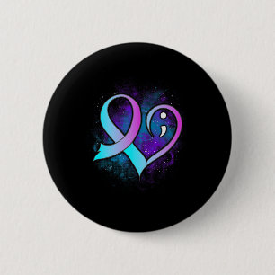 Heart Semicolon Suicide Prevention Mental Health A 2 Inch Round Button