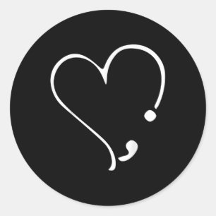 Heart Semicolon This Too Shall Mental Health Classic Round Sticker