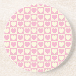 Heart Series-1--Pink&wht ck Coaster 1of 5 matching