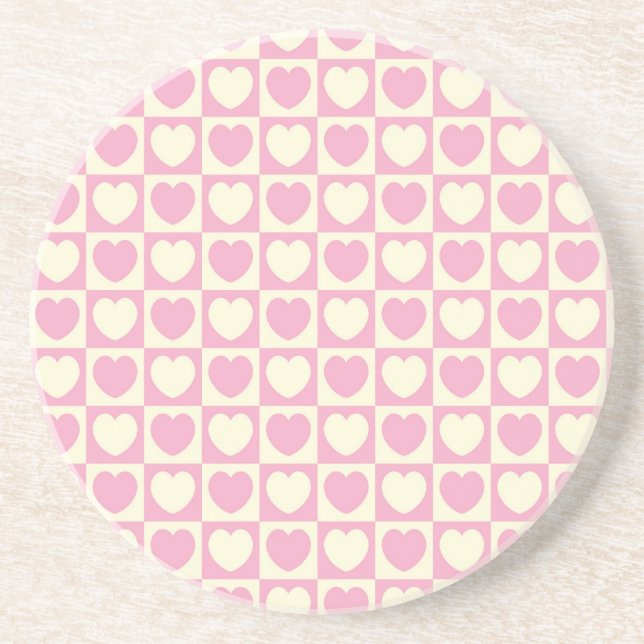 Heart Series-1--Pink&wht ck Coaster 1of 5 matching (Front)