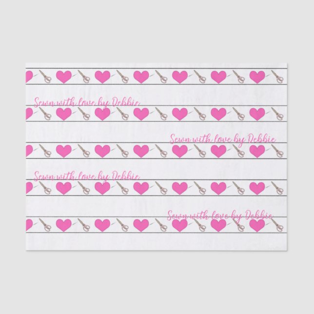 Heart Sewing Themed Custom Small Tissue Paper (Front)