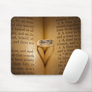 Heart Shadow and Ring On Bible  Mouse Pad