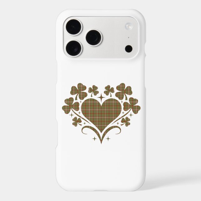 Heart Shamrock Plaid Olive Clover iPhone Case (Verso)