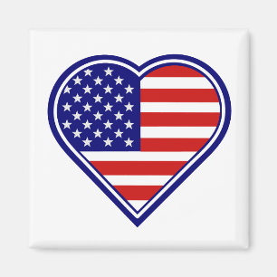Heart Shape American Flag Magnet 2