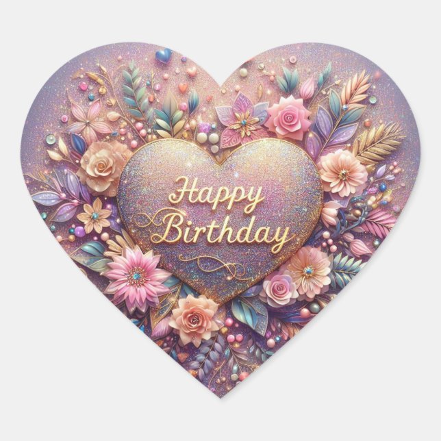Heart shape birthday sticker (Front)