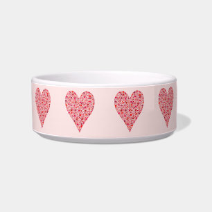 Heart Shape Crimson Polka Dots on Pink Bowl