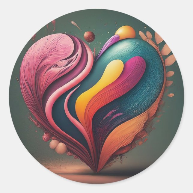 Heart Shape Design Classic Round Sticker (Front)