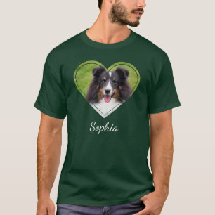 Heart Shape Dog Photo Template With Pet's Own Name T-Shirt