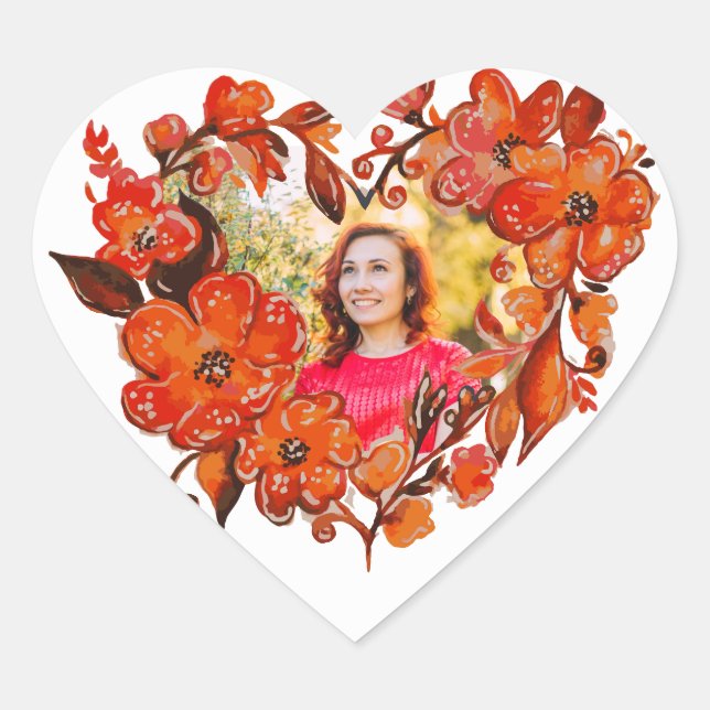 Heart Shape Floral Photo Frame Sticker (Front)