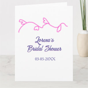 heart shape floral pink purple bridal shower trend card