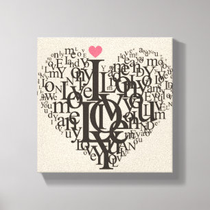 Heart shape from letters canvas print