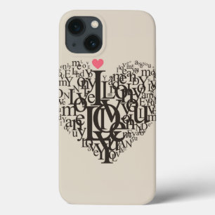 Heart shape from letters iPhone 13 case