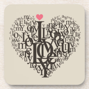 Heart shape from letters coaster