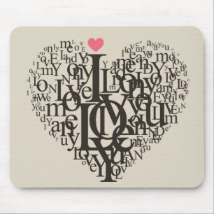 Heart shape from letters mouse pad