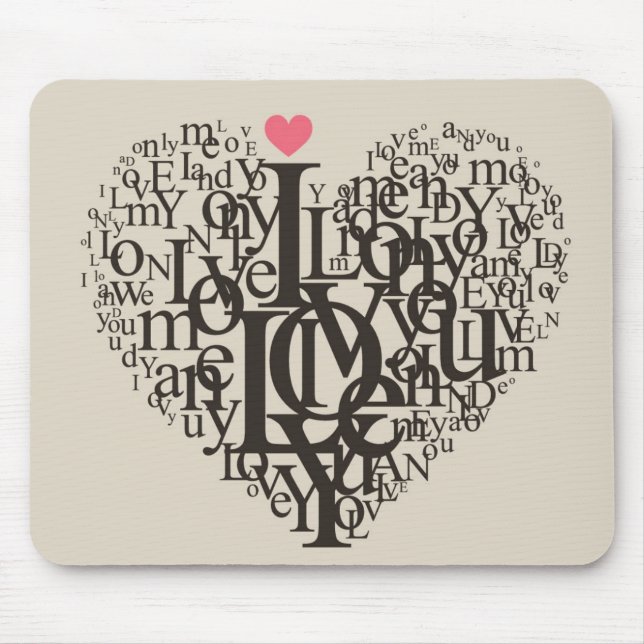 Heart shape from letters mouse pad (Front)