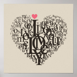 Heart shape from letters poster