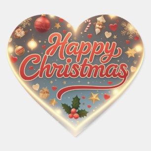 Heart Shape Happy Christmas Sticker