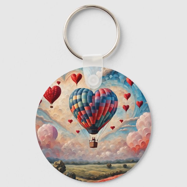 Heart Shape Hot Air Balloon  Keychain (Front)